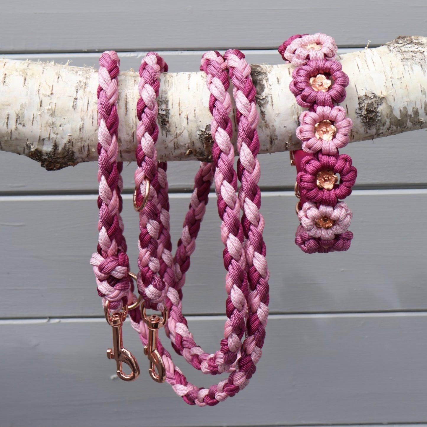 Hand-braided Paracord Leash *Lavender Pink Berry*