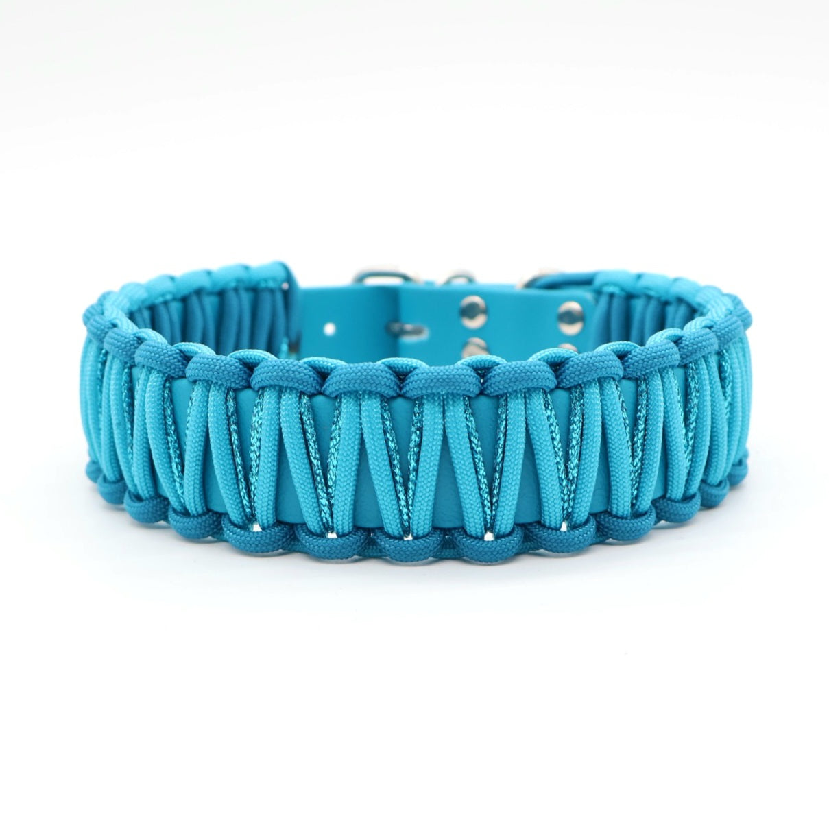Halsband Biothane & Paracord *Neon Türkis & Karibikblau & Petrol Glitzer*