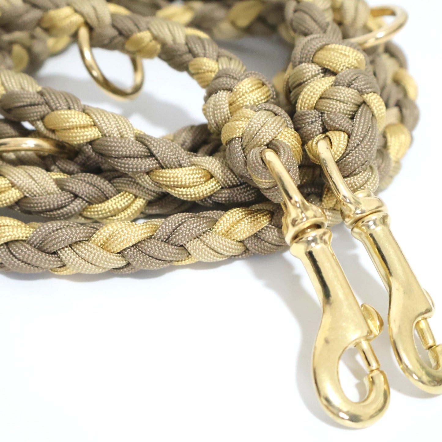 2,2m Handgeflochtene Paracord Leine bis 20kg *Khaki-Gold*