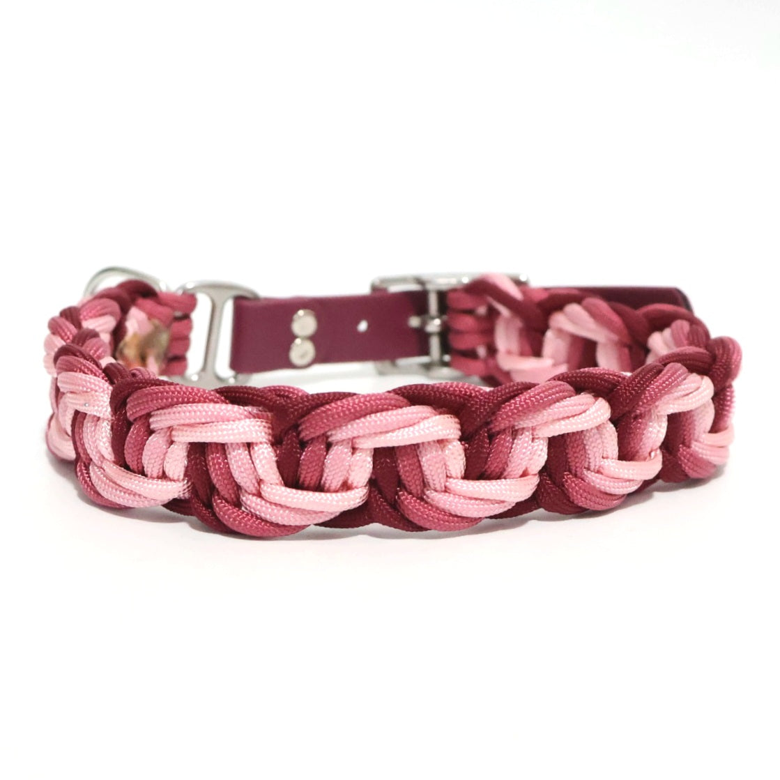 Paracord Halsband geflochten *Burgunder-Rosa*