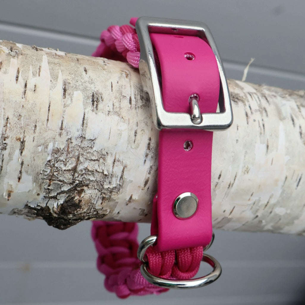 Paracord braided collar *Fuchsia-Bubble Gum*