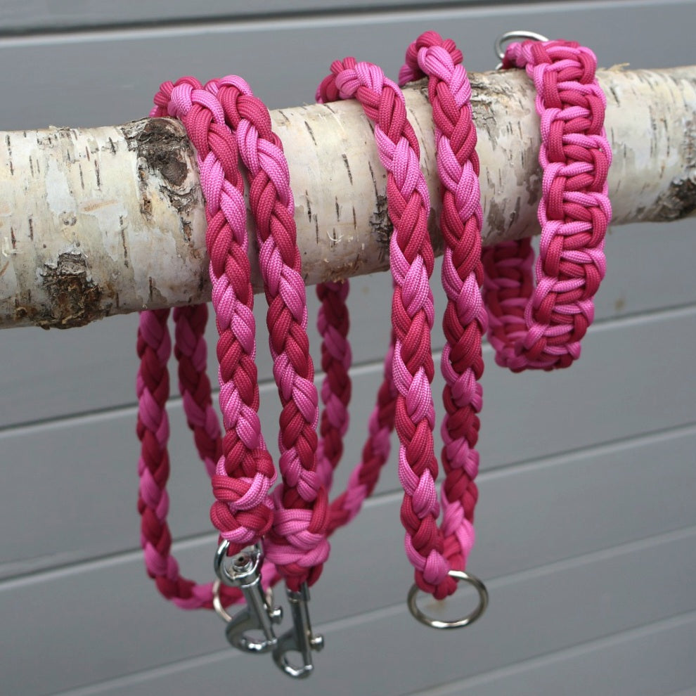 Paracord braided collar *Fuchsia-Bubble Gum*