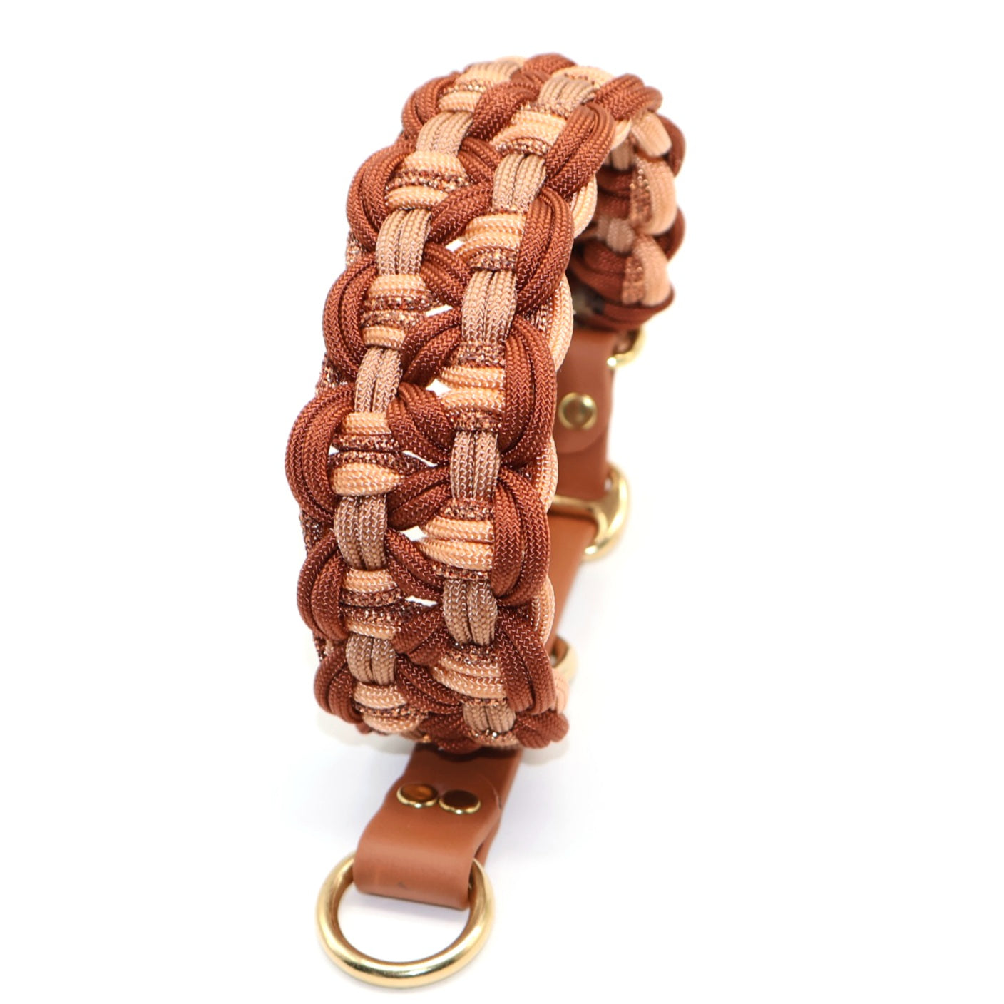 Paracord Collar Wide Braided *Rust &amp; Bronze &amp; Copper Glitter*