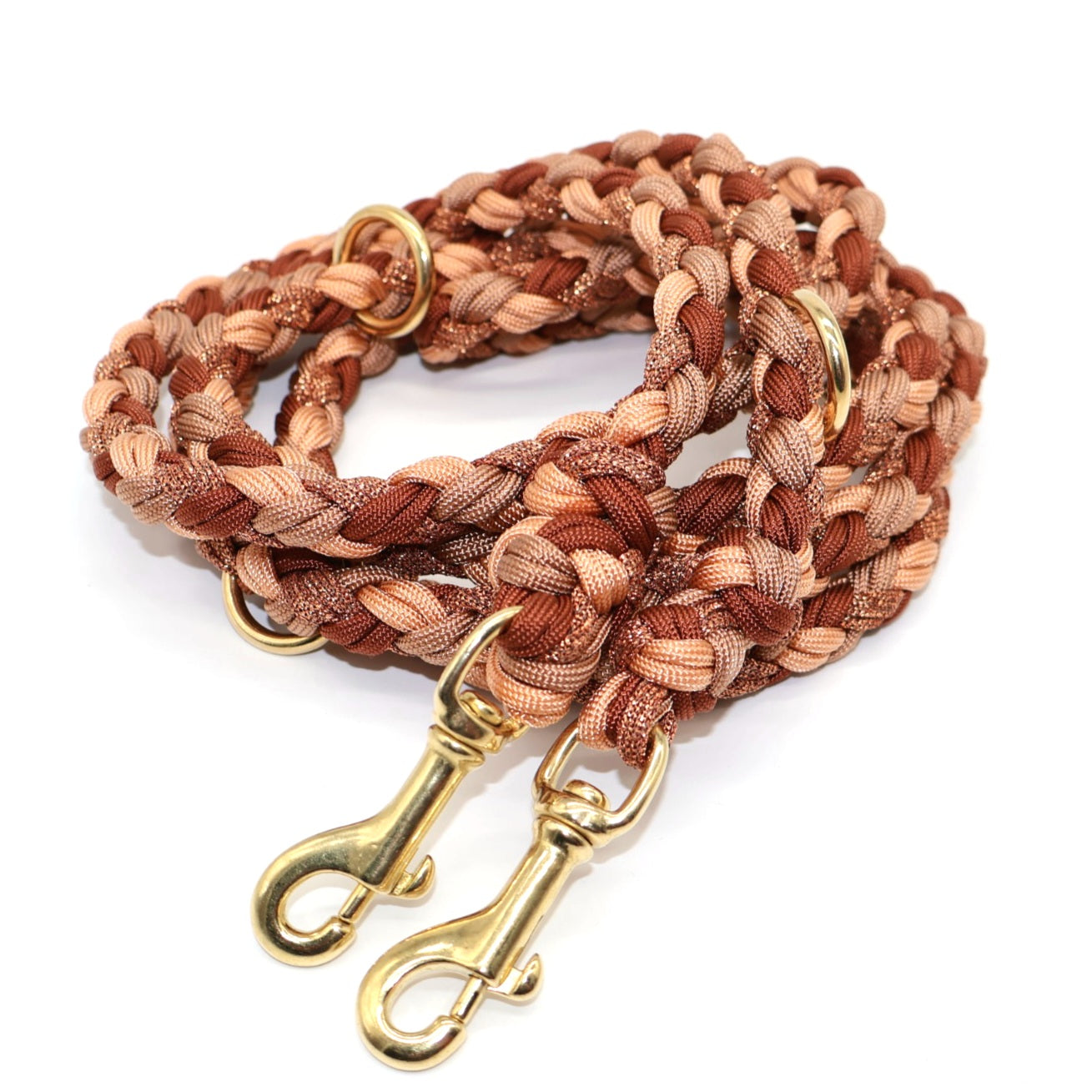 Hand-braided paracord leash *Bronze &amp; Rust &amp; Copper Glitter* 