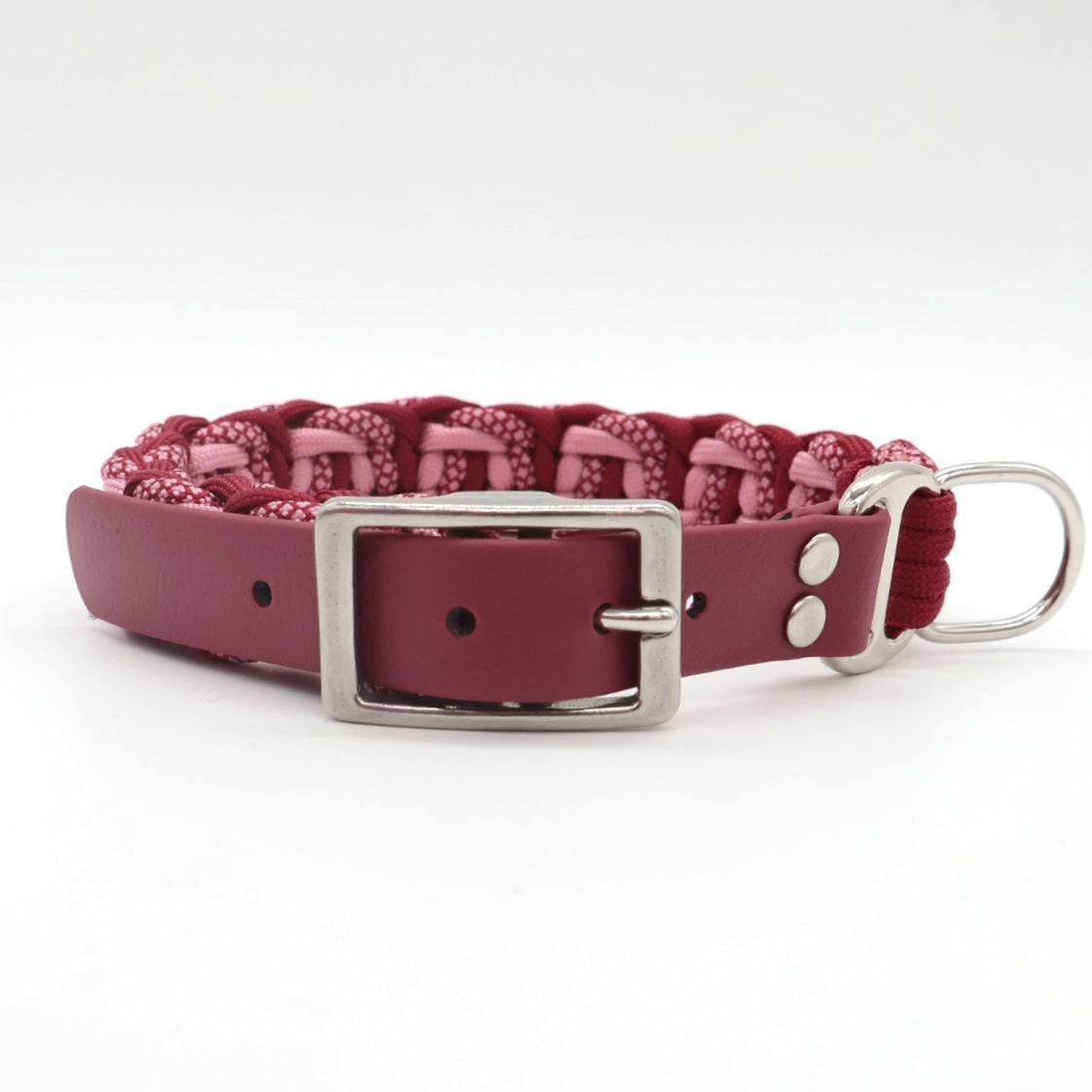 Paracord Halsband geflochten *Burgundy & Lavender Rosa*