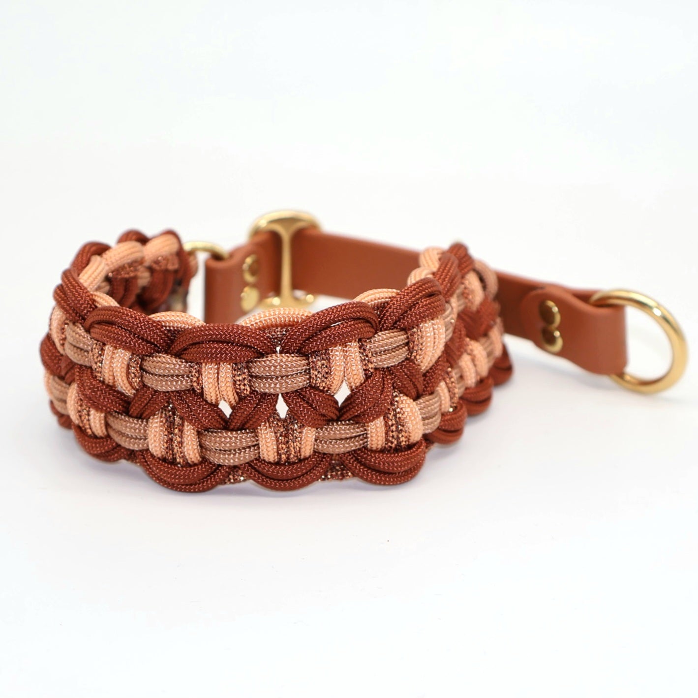 Paracord Collar Wide Braided *Rust &amp; Bronze &amp; Copper Glitter*