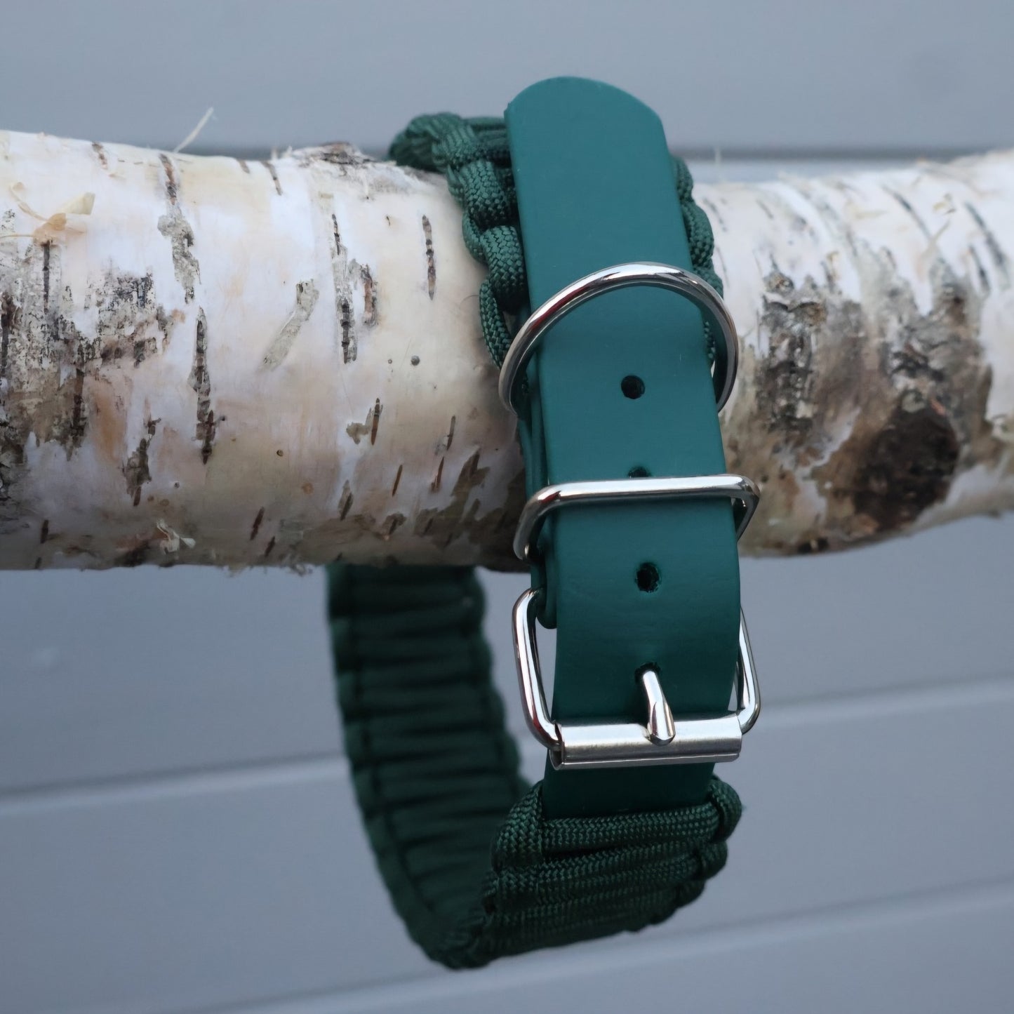 32-38cm & 3,2cm breites Halsband Biothane & Paracord *Dunkelgrün*
