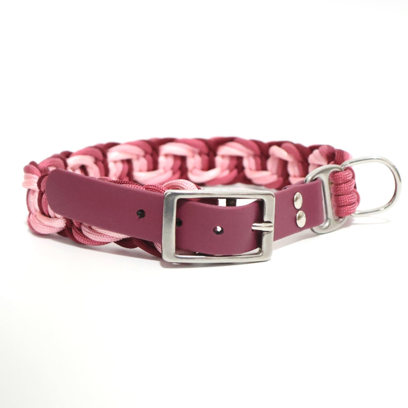 Paracord Halsband geflochten *Burgunder-Rosa*