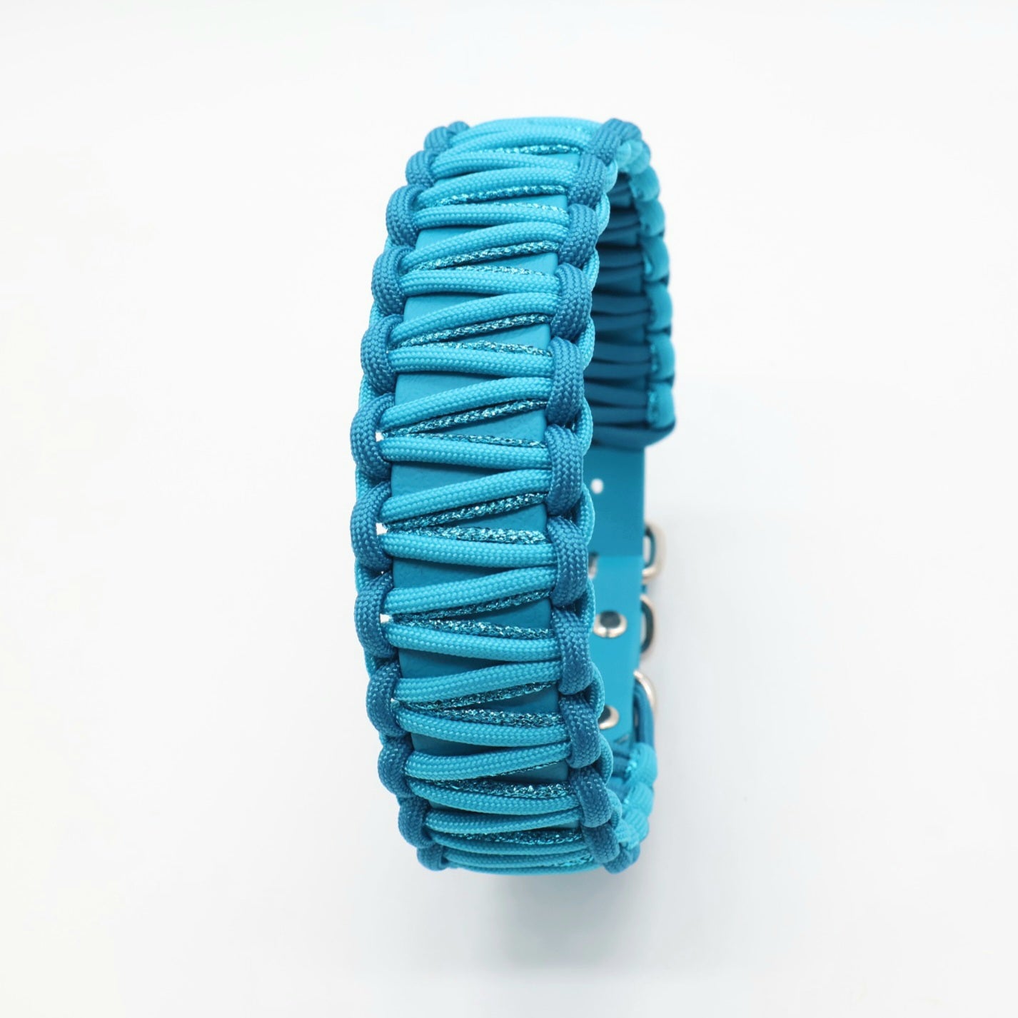 Halsband Biothane & Paracord *Neon Türkis & Karibikblau & Petrol Glitzer*
