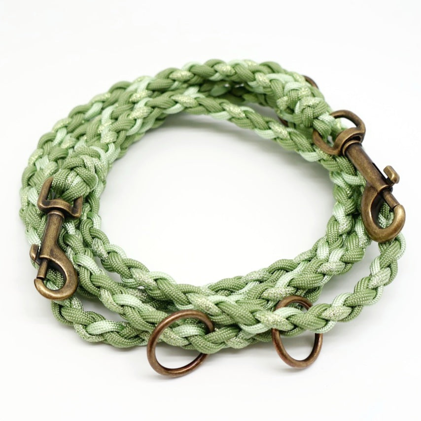 Handgeflochtene Paracord Leine *Guacamole Glitzer*