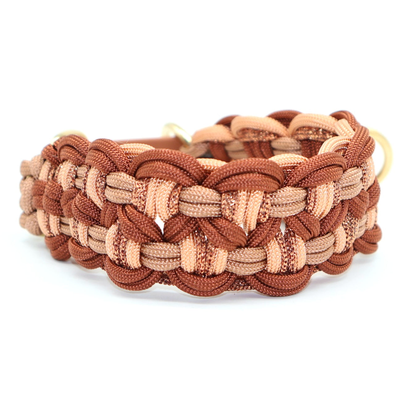 Paracord Collar Wide Braided *Rust &amp; Bronze &amp; Copper Glitter*