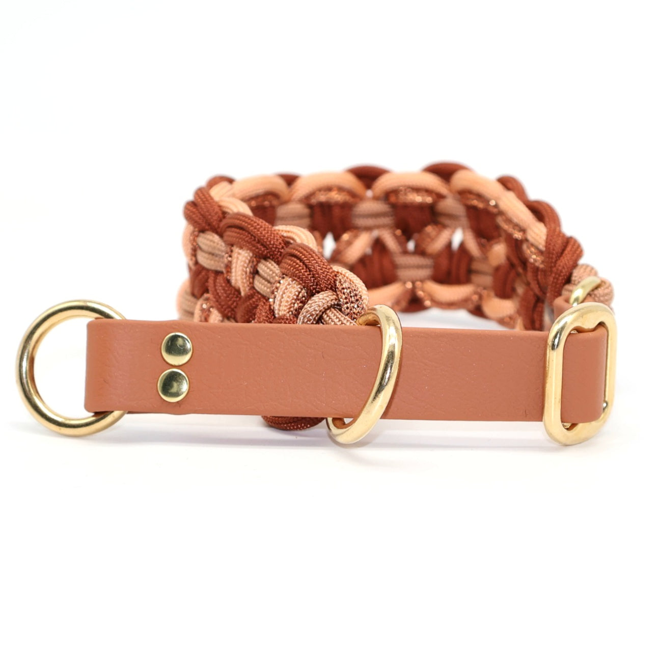 Paracord Collar Wide Braided *Rust &amp; Bronze &amp; Copper Glitter*