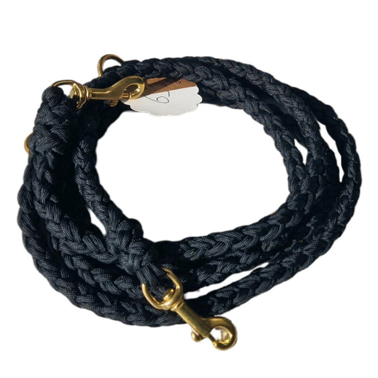 2,6m - Handgeflochtene Paracord Leine für Hunde bis 25kg *schwarz*