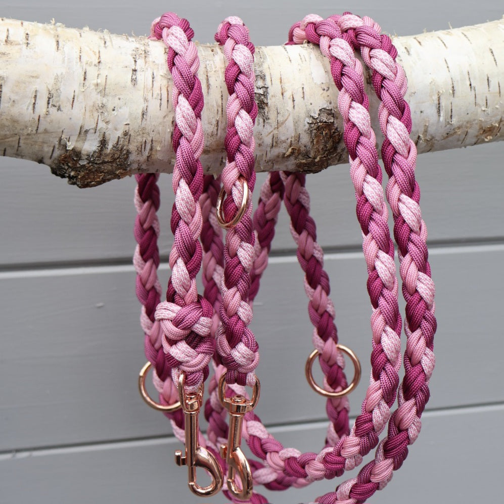 Hand-braided Paracord Leash *Lavender Pink Berry*