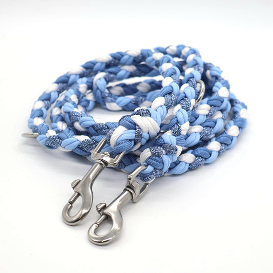 Handgeflochtene Paracord Leine *Glitzer Hellblau*