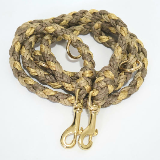 2,2m Handgeflochtene Paracord Leine bis 20kg *Khaki-Gold*