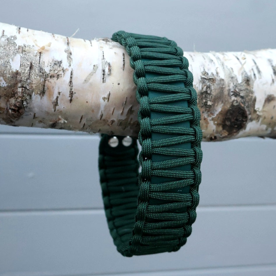 32-38cm & 3,2cm breites Halsband Biothane & Paracord *Dunkelgrün*