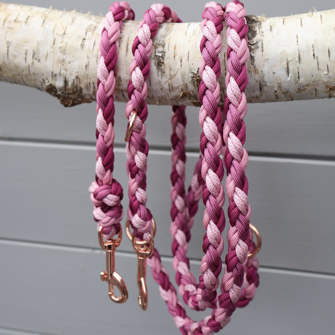 Hand-braided Paracord Leash *Lavender Pink Berry*